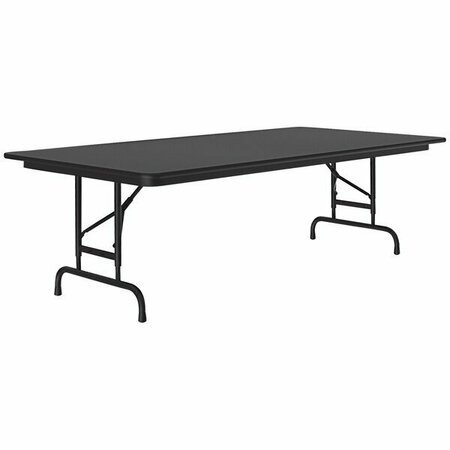 CORRELL 36x72 Black Folding Table, Adjustable Height, Laminate Top, Black Frame. 384FA3672TFB
